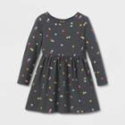 Toddler Girls' Printed Knit Long Sleeve Dress - Cat & Jack Gray