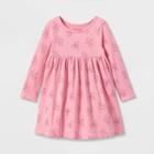 Toddler Girls' 100% Cotton Printed Long Sleeve Dress - Cat & Jack Pink