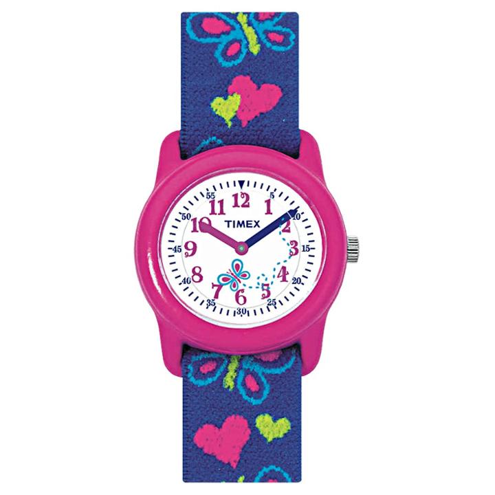 Kid's Timex Watch With Butterflies And Hearts Strap - Pink/blue T89001xy, Women's, Size: Small,