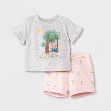 Baby Girls' Hasbro Peppa Pig Top And Bottom Set - Pink Newborn
