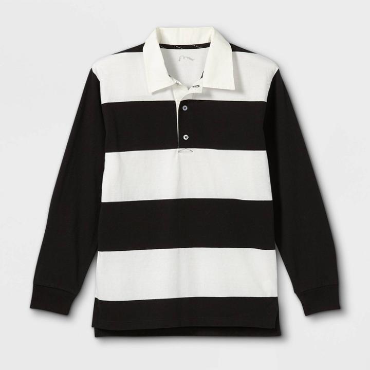 Plusboys' Rugby Striped Long Sleeve T-shirt - Art Class Black