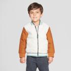 Genuine Kids From Oshkosh Toddler Boys' Sherpa Bomber Jacket With Canvas Sleeves - Brown