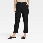 Women's High-rise Slim Straight Leg Pintuck Ankle Pants - A New Day Black