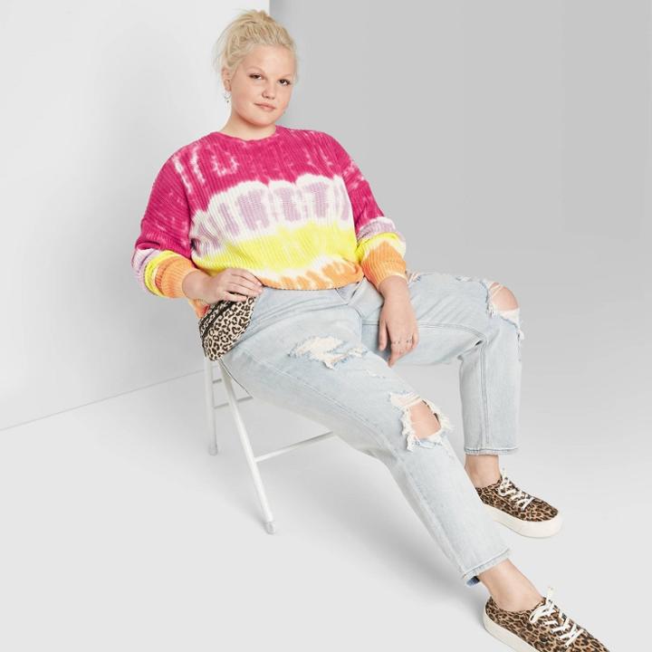 Women's Plus Size Long Sleeve Crewneck Oversized Tie-dye Pullover Sweater - Wild Fable 1x, Women's, Size: 1xl,