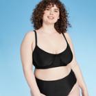 Women's Plus Size Shirred Underwire Bikini Top - Xhilaration Black