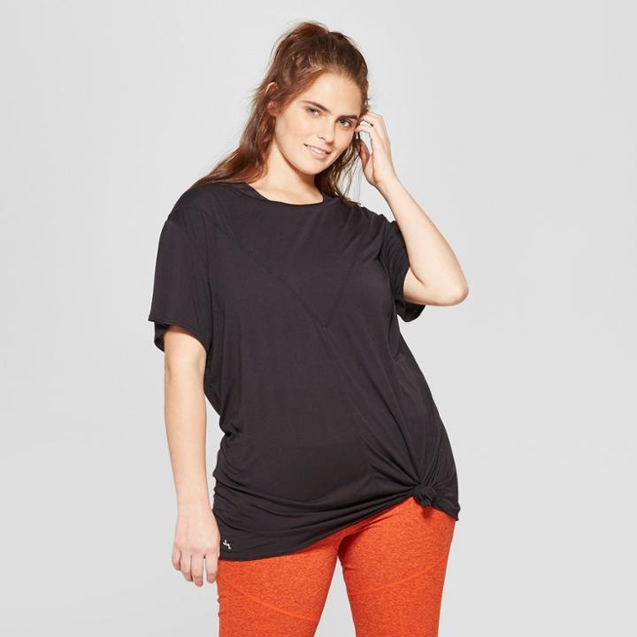 Women's Plus Size T-shirt With Mesh Back Panel - Joylab Black