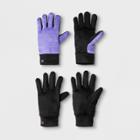 Girls' 2pk Athletic Gloves - C9 Champion Black/purple 4/7, Black Purple