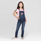 Girls' Embroidered Unicorn Jeans Overalls - Cat & Jack Dark Wash