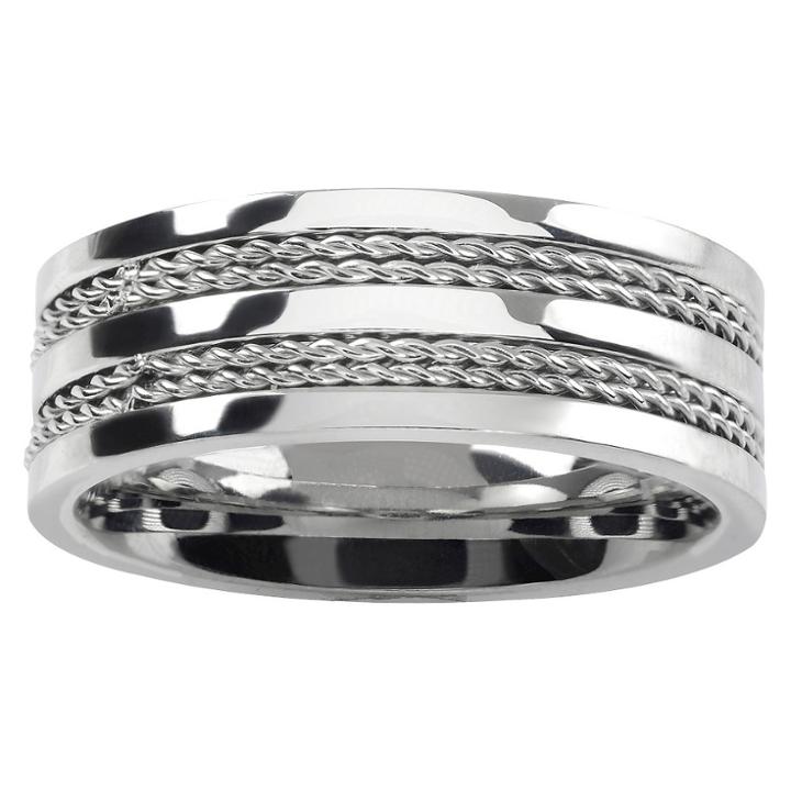 Men's Vance Co. Stainless Steel Four Rope Band - Silver,