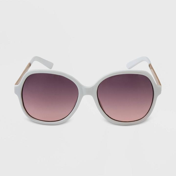 Women's Butterfly Oversized Metalsunglasses - A New Day White, Women's,
