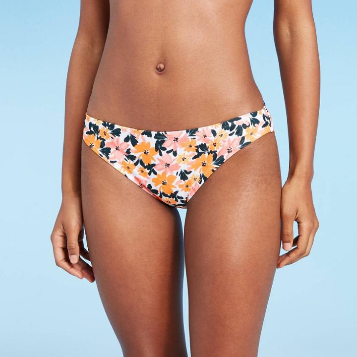 Women's Medium Coverage Hipster Bikini Bottom - Kona Sol Yellow Vintage Blossoms