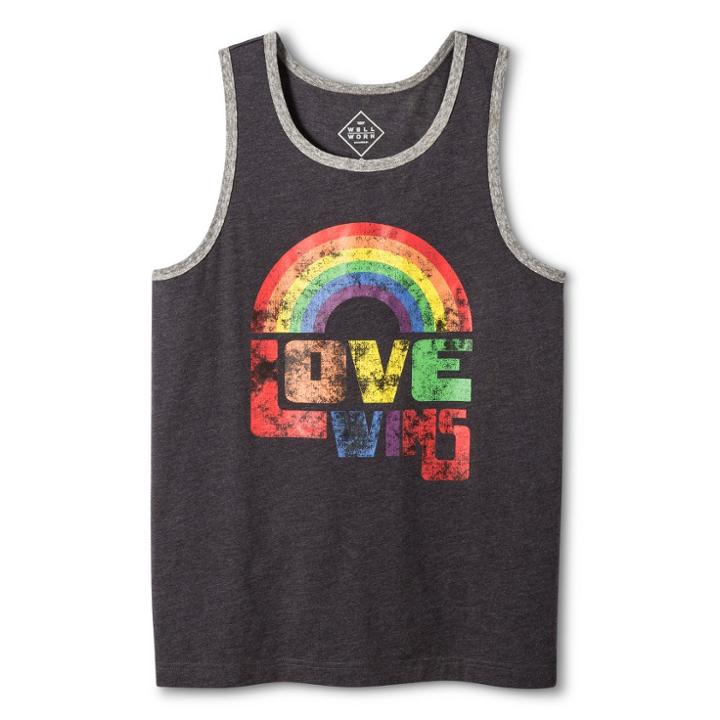 Well Worn Pride Adult Love Wins Tank Top - Charcoal Heather S, Adult Unisex, Gray