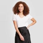 Women's Slim Fit Short Sleeve Scoop Neck T-shirt - A New Day White