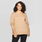 Women's Plus Size Long Sleeve Crewneck Pullover Sweater - Ava & Viv Brown X, Women's