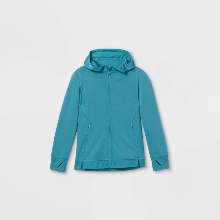 Boys' Ponte Full Zip Hooded Sweatshirt - All In Motion Deep Turquoise