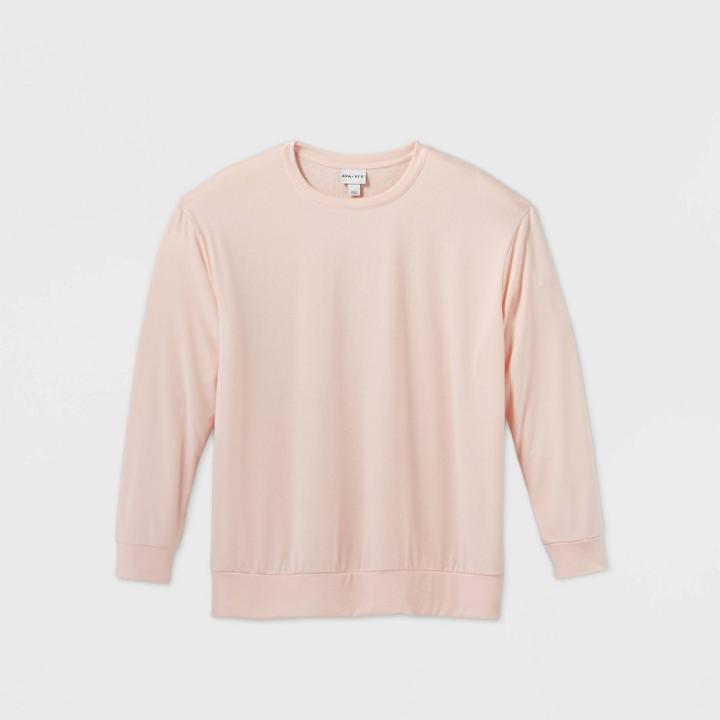 Women's Plus Size Crewneck Sweatshirt - Ava & Viv Peach X, Women's, Pink