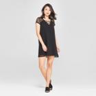 Women's Lace Yoke Shift Dress - Lily Star (juniors') Black