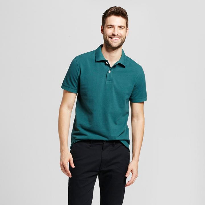 Men's Slim Fit Short Sleeve Collared Polo Shirt - Goodfellow & Co Green