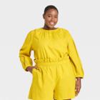 Women's Plus Size Balloon Long Sleeve Top - Who What Wear Yellow