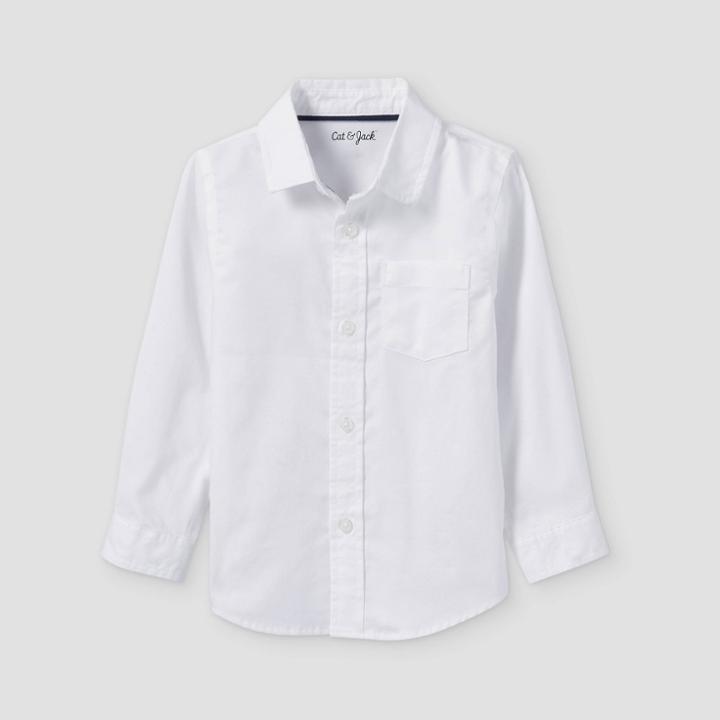 Toddler Boys' Oxford Long Sleeve Button-down Shirt - Cat & Jack White