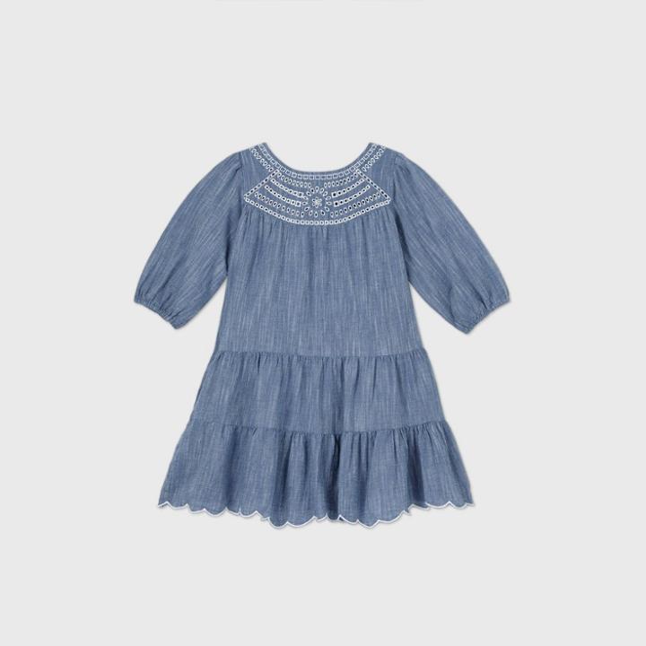Girls' Long Sleeve Woven Dress - Cat & Jack Blue