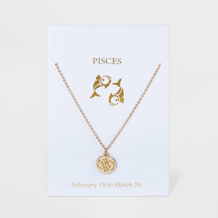 No Brand Pisces Charm Necklace - Gold