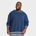 Men's Big & Tall Relaxed Fit Crew Neck Pullover Sweatshirt - Goodfellow & Co Navy Blue