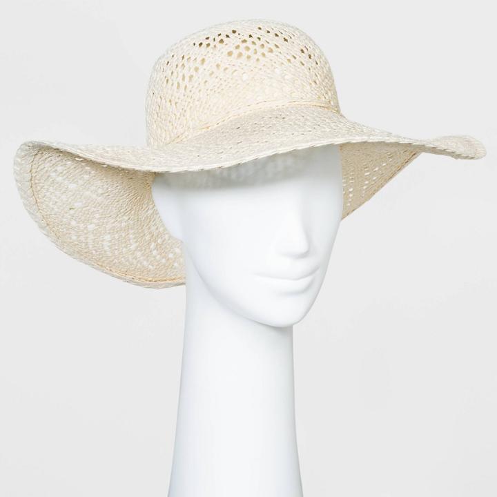 Women's Paper Straw Floppy Hat - A New Day White
