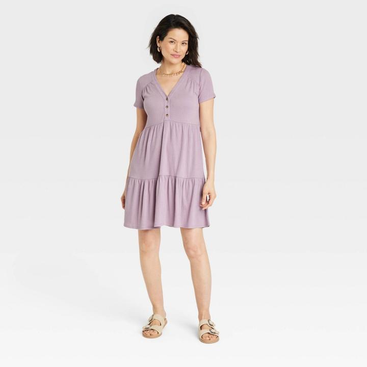 Women's Flutter Short Sleeve Knit A-line Dress - Knox Rose Lilac Purple
