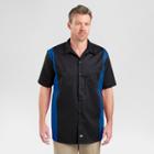 Dickies Men's Relaxed Fit Two-tone Twill Short Sleeve Work Shirt- Black/royal Blue X-large,