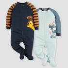 Gerber Baby Boys' 2pk Fox/lion Sleep N' Play - Orange/gray/blue Newborn