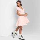 Women's Short Sleeve Tiered Knit Babydoll Dress - Wild Fable Pale Peach