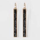 Semi-precious Black Howlite Rectangular Stone Inlay Drop Earrings - Universal Thread Black, Women's,
