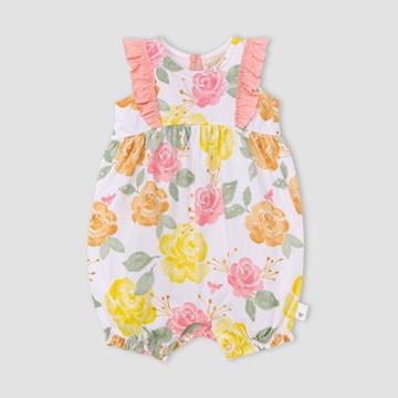 Burt's Bees Baby Girls' 'roses In Bloom' Bubble Romper - White Newborn