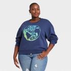 Modern Lux Women's Plus Size You Can Change The World Graphic Sweatshirt - Blue