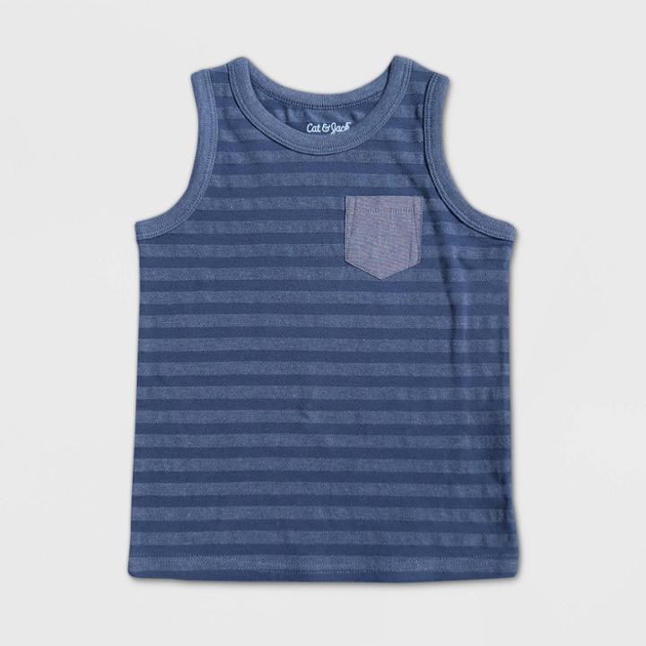 Toddler Boys' Striped Tank Top - Cat & Jack Blue