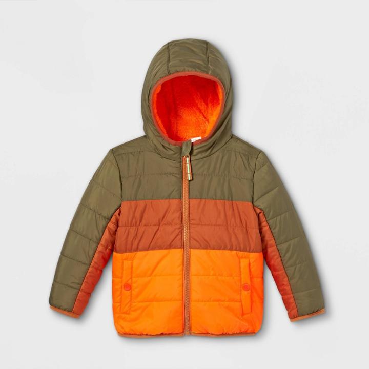 Toddler Boys' Reversible Puffer Jacket - Cat & Jack Orange