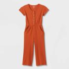 Girls' Short Sleeve Rib Jumpsuit - Cat & Jack Cinnamon