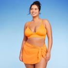 Women's Ribbed Triangle Bikini Top - Wild Fable Orange X