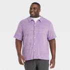 Men's Big & Tall Terry Short Sleeve Camp Button-down Shirt - Goodfellow & Co Purple