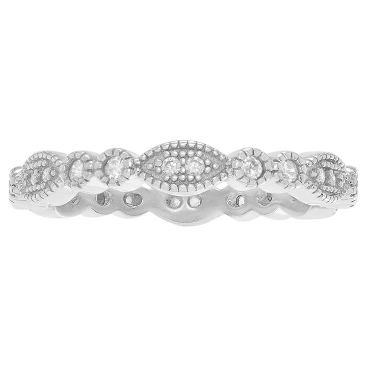 Journee Collection 1/4 Ct. T.w. Round-cut Cubic Zirconia Bezel Set Vintage Wedding Band In Sterling Silver -