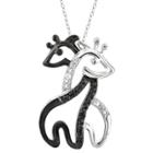 Target Women's Sterling Silver Accent Round-cut Black And White Diamond Prong Set Giraffe Pendant - White