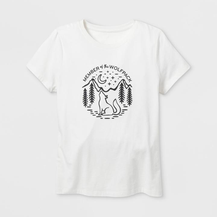 Shinsung Tongsang Women's Short Sleeve 'wolfpack' Graphic T-shirt - Almond Cream