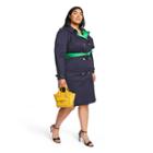 Women's Plus Size Long Sleeve Front Button-down Trench Coat - 3.1 Phillip Lim For Target Navy/green 1x, Women's, Size: