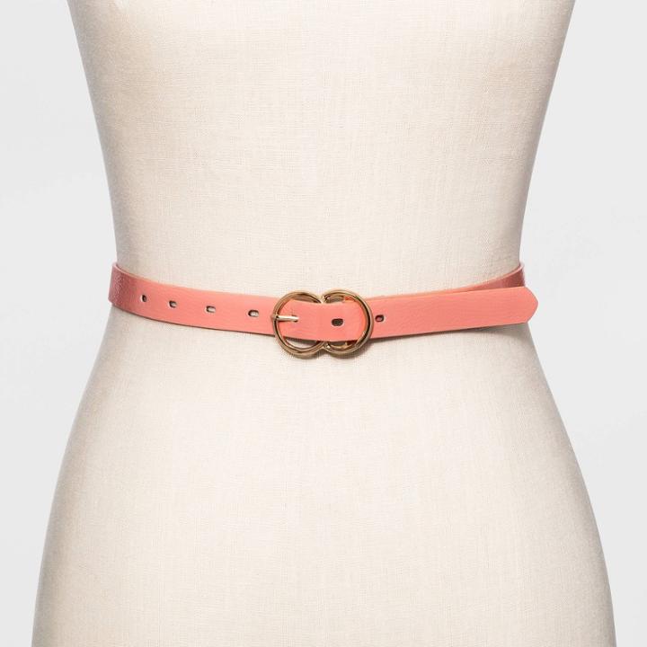 Women's Double Buckle Belt - A New Day Georgia Peach