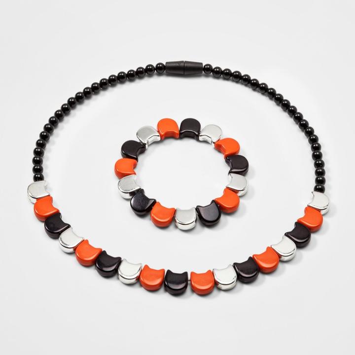 Toddler Girls' Beaded Bracelet & Necklace Set - Cat & Jack Black/orange