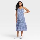 The Nines By Hatch Sleeveless Tiered Slip Maternity Dress Blue Floral Print