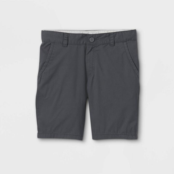 Boys' Flat Front Chino Shorts - Cat & Jack Charcoal Gray