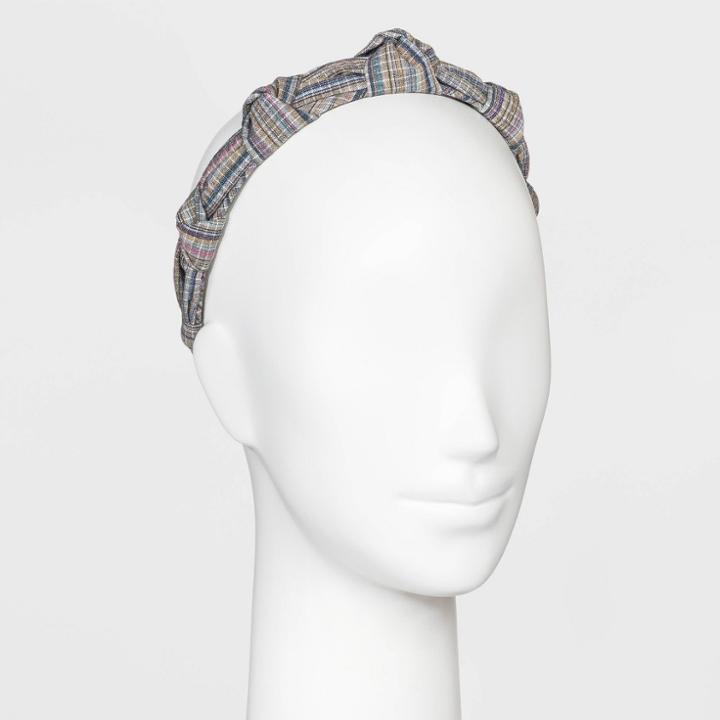 Knotted Plaid Headband - Universal Thread Gray
