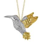 Target Women's Sterling Silver Accent Round-cut White Diamond Pave Set Bird Pendant - Yellow